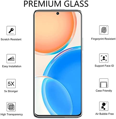 Suttkue for Honor X8 Screen Protector with Camera Lens Protector, 9H Hardness Anti-Scratch Tempered Glass flim, Case Friendly, Anti-Fingerprint,Anti-Scratch (2+2 PACK)