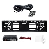 KAOLALI 3 Sensors Parking Sensors Kit with Car Number Plate, Punch-Free Car Parking Sensors Kit, Reversing Sensors Audio Buzzer Alarm, Easy to Install