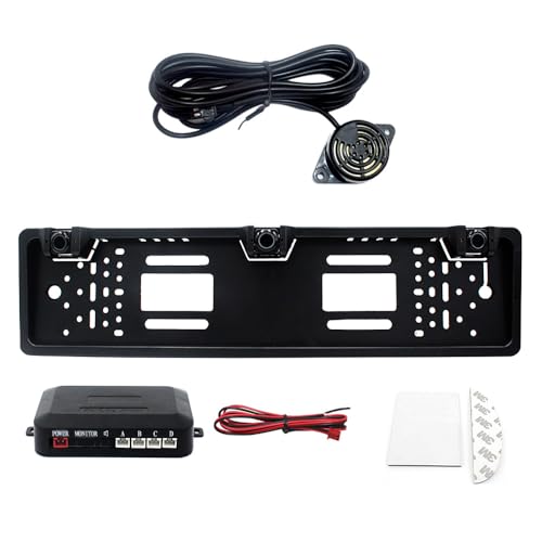 KAOLALI 3 Sensors Parking Sensors Kit with Car Number Plate, Punch-Free Car Parking Sensors Kit, Reversing Sensors Audio Buzzer Alarm, Easy to Install