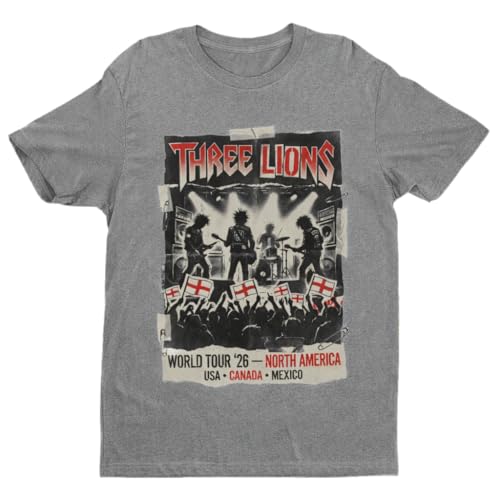 Image of Galaxy Tees England Lions Rock T-Shirt - Grey - 6XL