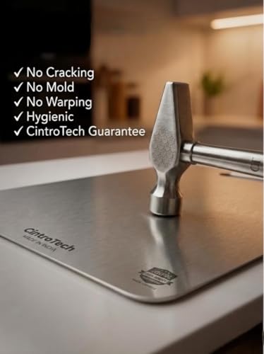 Image of Stainless Steel Vegetable Chopping Board - Heavy Duty Cutting Board for Vegi, Fruits & Meat | Rust-Proof, Durable & Hygienic Kitchen Board (Size-L, 35.5 x 25 cm)