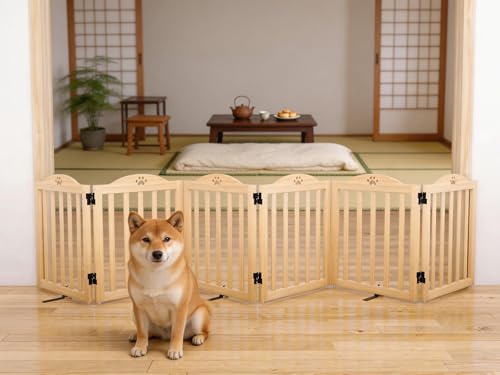 Pshelfy ペットゲート 置くだけ ペットフェンス 室内 幅約302cm 高さ60cm 犬フェンス 折りたたみ収納 仕切りゲート 倒れない 中小型犬用 360度回転連結 6連式パネル