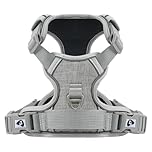 COMSLE Pettorina Cane Taglia Grande Media Piccola, Riflettente Pettorina Anti Tiro per Cani Regolabile con Doppio Anello, Imbracatura Cani Traspirante, Grigio, M