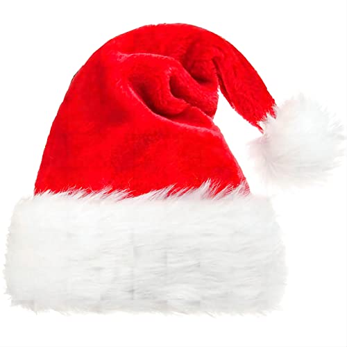 GoGice Weihnachtsmütze Weihnachtsmannmütze Zweilagige extra Dicke Mütze für Weihnachten Deko Weihnachtsmützen Kuschelig weich mit Bobble (Rot-Adult) Cover