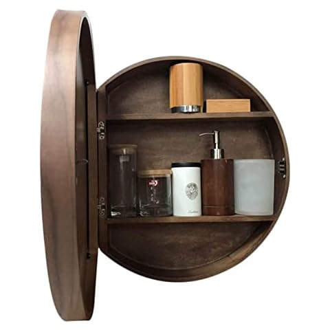 SAKLHDOQ Wall Mount Mirror Cabinet Bathroom Storage Wooden Frame 3-Tier Storage Cabinet,Modern Toilet Cupboard Storage Unit,Waterproof (Color : Walnut, Size : 50cm(20in)) Cover