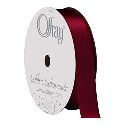 Image of Offray Berwick 5 /8 inch Single Face Satin Ribbon, Sherry Red, 6 Yds