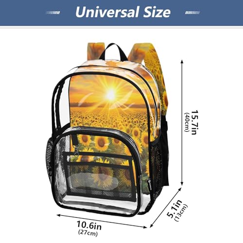 Sunflower Field Clear Backpack Heavy Duty See Through Transparent PVC BookBag for Kids Boy Girl School Work4
