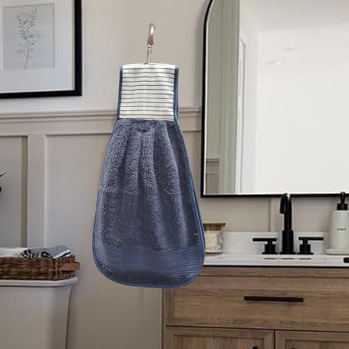 Image of Hanging Hand Towel | Wash Basin Napkin with Loop | Kitchen Sink Towel | Pack of 3 in (Blue, Grey and Purple) | Assorted