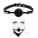 Silikon Ballknebel, Silent Knebel Mundknebel Silikon Ball Gag Verstellbarer Fetish SM SexSpiele Ballknebel für Männer und Frauen (Medium Ø4.2cm / Schwarz) (Schwarz)