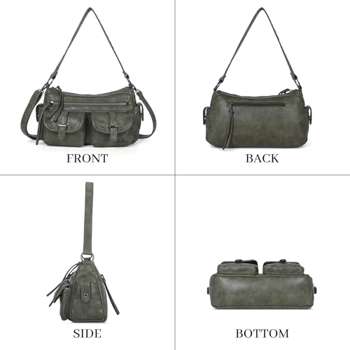 Image of Angel Kiss Hobo Purses for Women Crossbody Shoulder Bag Ladies Multi Pocket Handbags with Adjustable Shoulder Strap | Soft Vegan Leather