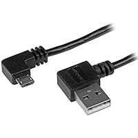 StarTech.com Micro USB Kabel mit rechts gewinkelten Anschlüssen - Stecker/Stecker - 2m - USB A zu Micro B Anschlusskabel