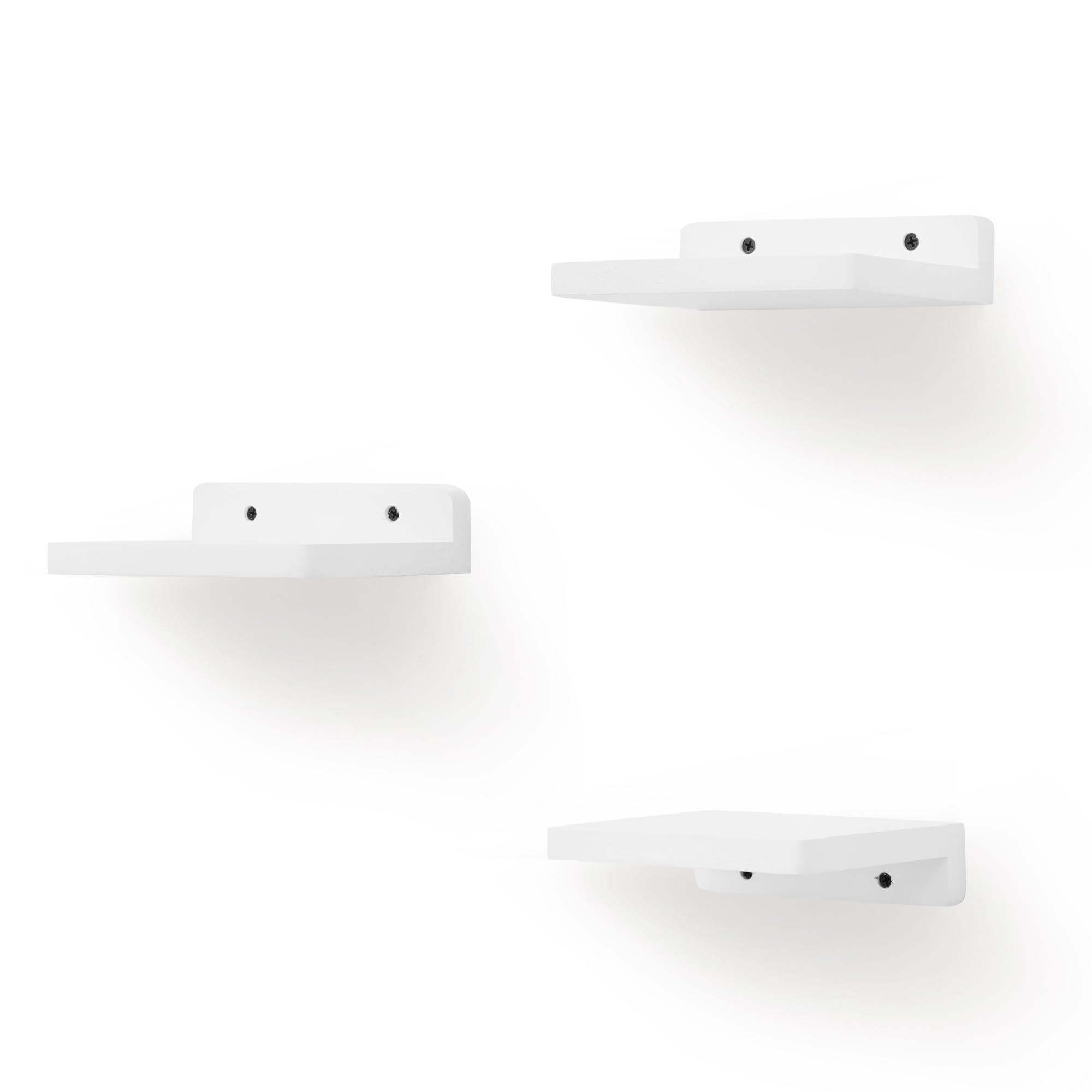 SEEKMOO Small Floating Shelves for Wall,White,Set of 3,12.5x15.2 cm