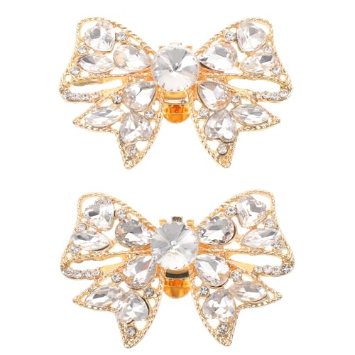 LALADEFIEE 1 par de clips para zapatos con lazo - Clips brillantes con diamantes de imitación - Adorno de lazo desmontable para zapatos de novia, boda y tacones altos.