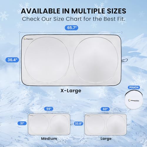 Image of Magnelex Car Windshield Sunshade | Innovative No-Light-Pass Technology for Maximum Protection | Foldable Sun Shade Keeps Your Vehicle Cool | Fit for Cars, Trucks, and SUVs | X-Large (65.7 x 36.4 in)