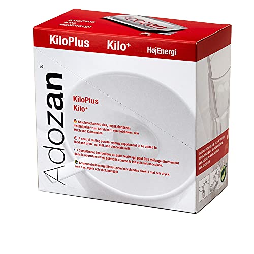 Adozan Kilo+ Weight Gainer | Hochkalorisches Mass Energie Pulver für Gewichtszunahme & Regeneration | bei Mangelernährung, Untergewicht & Rekonvaleszenz | Ohne Zucker & Geschmack | 10 g (20er Pack)