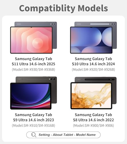 Funda de teclado para Galaxy Tab S9 Ultra con voladizo flotante premium y soporte de S Pen 2