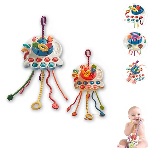 Brinquedo Montessori Sensorial para Beb&ecirc;, Coordena&ccedil;&atilde;o Motora, Encaixe e Mordedor com Chocalho