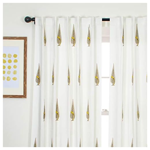Tranquebar Curtain Co. 100% Cotton Animal Print, Room Darkening Curtains with Ethnic Bird Print for Door (with Back Tabs) - 9 Feet, Tori: Yellow & Oat Brown, Set of 2 (Length 274 Cm), Light-Filtering