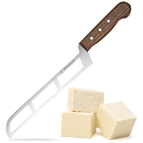 Formaticum Professional Soft Cheese Knife- 8" x 1.25" Soft Cheese Slicer, Non-Stick Stainless Steel Blade w/Void, Solid Walnut Handle, Great Cheese Charcuterie Accessories, Handmade in Italy Cover