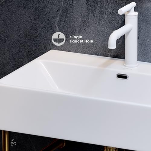 Claire 24 Ceramic Console Sink White Basin Brushed Gold Legs - Thumbnail 5