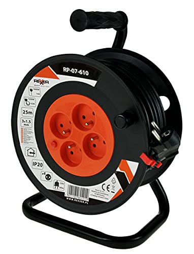 Kabeltrommel Verlängerungskabel Kabel 25m außen | 4 Steckdosen 3x1,5 IP20 | Outdoor steckdose | Camping | Gartensteckdosen Cover