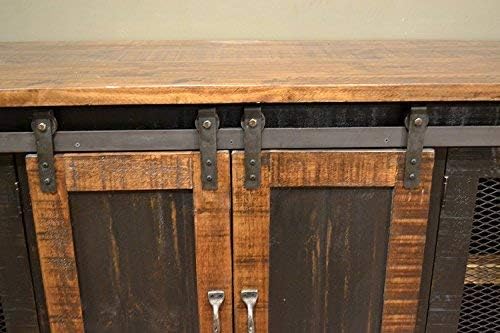 Crafters and Weavers Greenview Black 70" TV Stand/Sideboard/Console Table with Sliding Doors