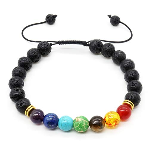Braccialetto in pietra lavica e pietre colorate