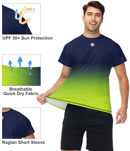 Image of AOBUTE Mens Swim Shirts Short Sleeve UPF 50+ Sun Shirt Quick Dry Rash Guard Fishing Swimming Shirt