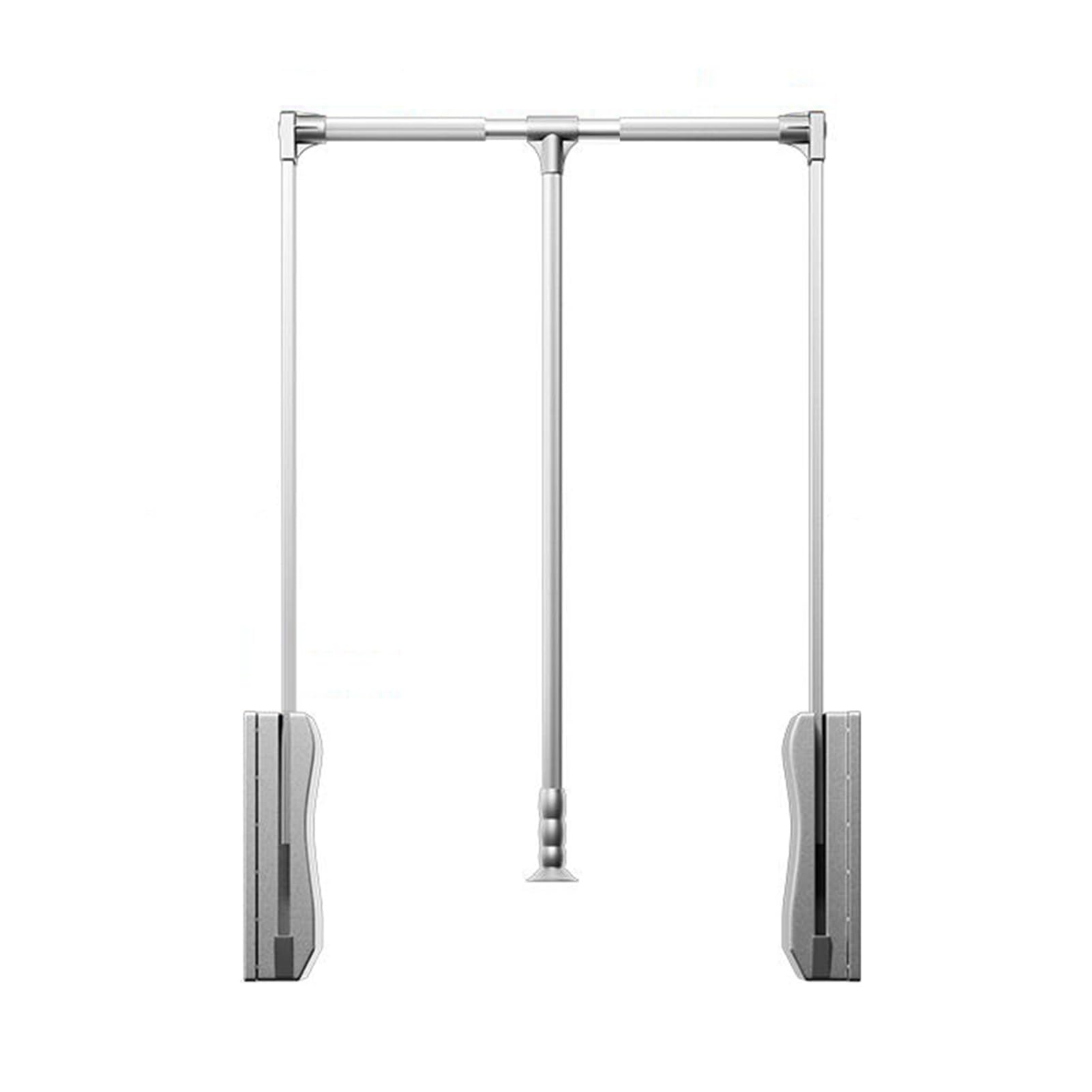 GTHTUHFD Adjustable Pull Down Closet Rod, 520-1250Mm Clothes Hanger Rail, Wardrobe Organizer With Soft Return, Heavy-Duty 15Kg Capacity, Space-Saving Solution Silver-930-1250mm