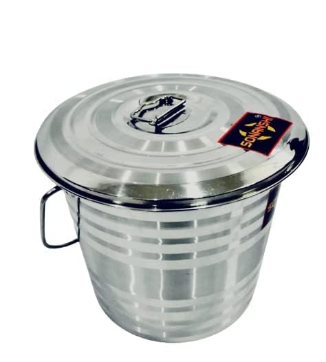 Image of Stainless Steel Jointless Leak Proof Bucket with LID (14 Litre)