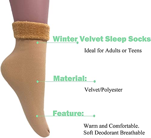Image of Glus Unisex Winter Warm Fleece Socks, 100% Warm Super Hot For Men & Women