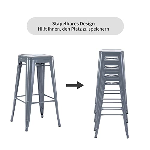 Duhome 4x Sgabello da bar in metallo nero