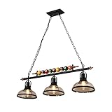 lampade biliardo Parametri: 98 cm di lunghezza, 30 cm di altezza, 100 cm catena regolabile liberamente a diverse altezze, colore: nero, materiale: telaio in ferro di alta qualità, design della copertura in vetro, trattamento antiossidante, resistenza alla corrosione, non scolorisce, durevole, facile da installare,Nota: 3 x sorgenti luminose E27 (lampadina non inclusa)