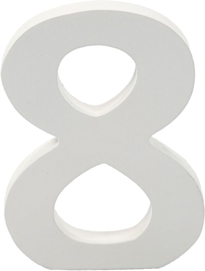 6 Inch White Decorative Wooden Letters and Numbers (8), talla única