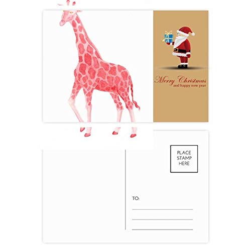 Cartes postales girafe rouge Père Noël lot de 20 idéal pour accompagner vos cadeaux