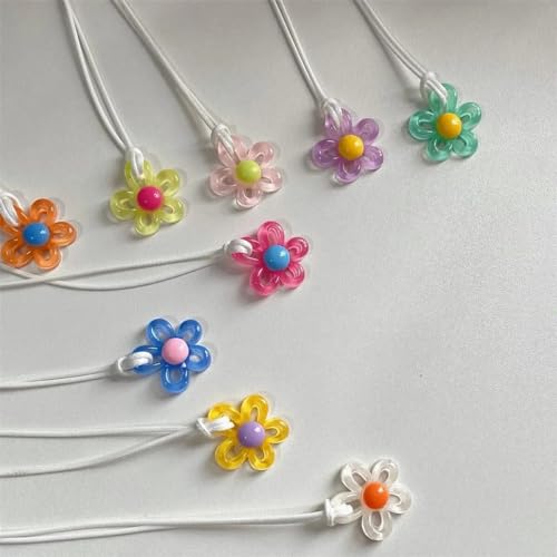 Collier ras du cou fleur en argent 925 avec son pendentif coloré fait à la main - 2