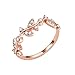 Lavencious Sterling Silver Curved Olive Branch with Clear CZ Stones Wedding Band Promise Ring for Women Size 5-10 (Rose Gold, 8)