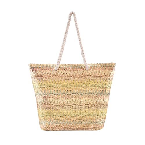 Women's Woven Beach Tote Bag – Large Colorful Shoulder Handbag for Summer, Shopping, Boho Fashion & Daily Essentials
