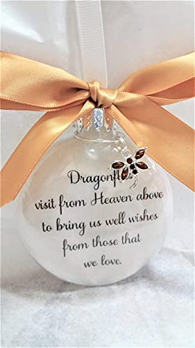 Dragonfly Memorial Christmas Ornament Dragonflies Visit From Heaven Topaz Crystal Charm And Gold Bow #TOP5