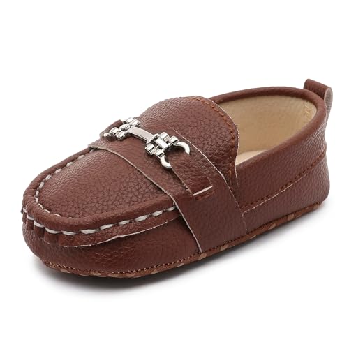 Image of LONSOEN Baby Girls Boys Loafers Prewalker Dress Crib Shoes