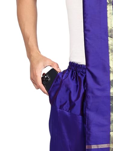 Image of Rameshwaram Fabrics Mens Ready to Wear Silk Dhoti with Angwastra Set - Pocket Dhothi