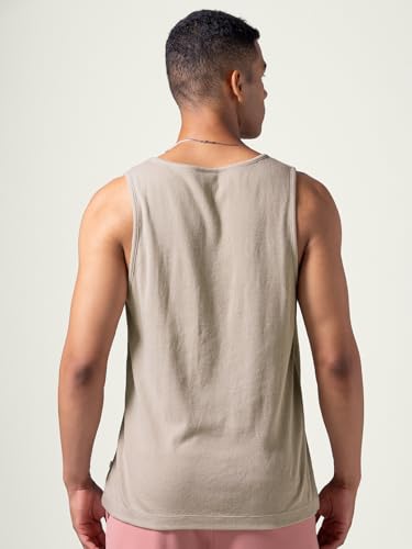 Image of DAMENSCH Relaxed Fit Cotton Rich Blend Waffle Texture Anti- Bacterial Super Premium Solid Tank Top Gym T Shirts for Men Pack of 1