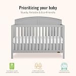 Dream On Me JPMA & Greenguard Gold Certified Storybrooke 5 in 1 Convertible Crib in Pebble Grey, Built of Sustainable Pinewood, 3 Mattress Height Settings, Non-Toxic Water-Based Paint Finish