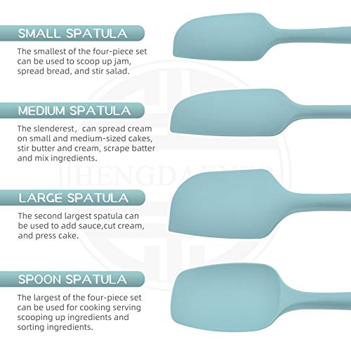 Scraper Spatula Set Heat Resistant Kitchen Cooking Utensils Food Grade Silicone Baking Spatulas One Piece Design Spoon Non-Stick Spatula Kitchen Scraper Set Of 4 Green #TOP4