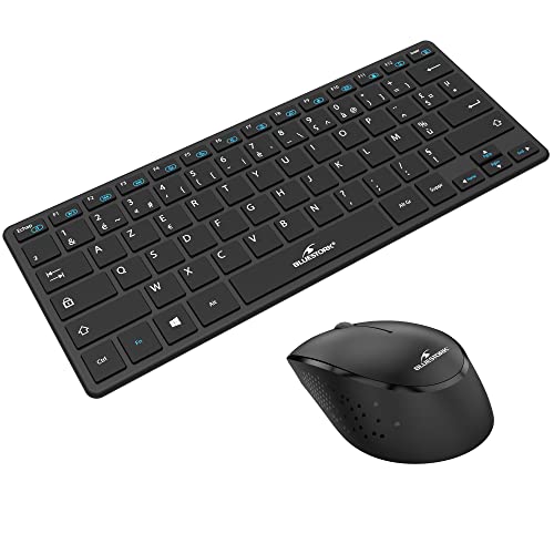 Bluestork - Pack Mini - Pack Clavier & Souris sans Fil Compact - Wireless avec Smart Dongle 2.4Ghz - Design Ultra Slim - Ergonomique - Compatible sur Windows - AZERTY...