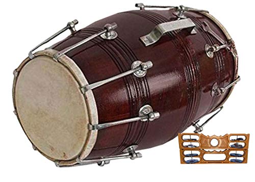 GT manufacturers Nuss & Bold Ziegenhaut Dholak mit Khartak & schöner glänzender Farbe 01 (Braun)