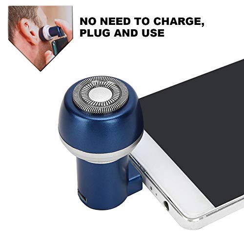 Electric Razor, Mobile Phone Mini Shaver For Men, Portable Magnetic Adsorption Beard Trimmer For Travel (Type-C Interfence/Usb 2 In 1 Interfence) (Type-C Interface-Blue) #TOP7