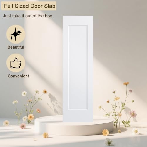 Image of BARNSMITH 24x84 in 1-Panel White Primed Molded Door Slab, Shaker Style Paintable Hollow Core Interior Door Panel, for Pocket, Swing, Sliding Door, Durable and Lightweight, No Assembly Required