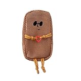 [SMILER] メッシュポーチ SPECIAL DAY 2種カラビナ付き ペンケース MESH BUDDY BAG 特別な日 ギフトトラベルポーチ ガシェット メイク道具 小物入れ 小さめ 可愛い メッシュバッグ レディース メンズ キーポーチ (キャラメル)