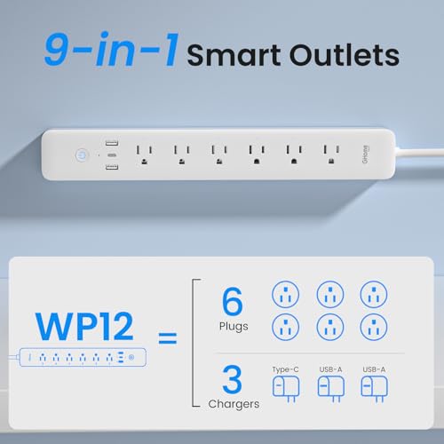 Image of GHome Smart Power Strip, WiFi Surge Protector with 6 Individually Controlled Outlets, 3 USB Ports, Compatible with Alexa & Google Home